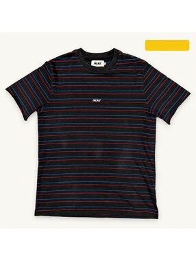 Vintage Palace Black Red Blue Stripe T-Shirt Size L